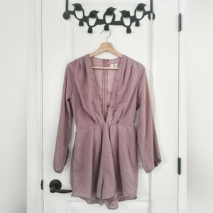 Super Low V-cut Romper / Playsuit - Mauve